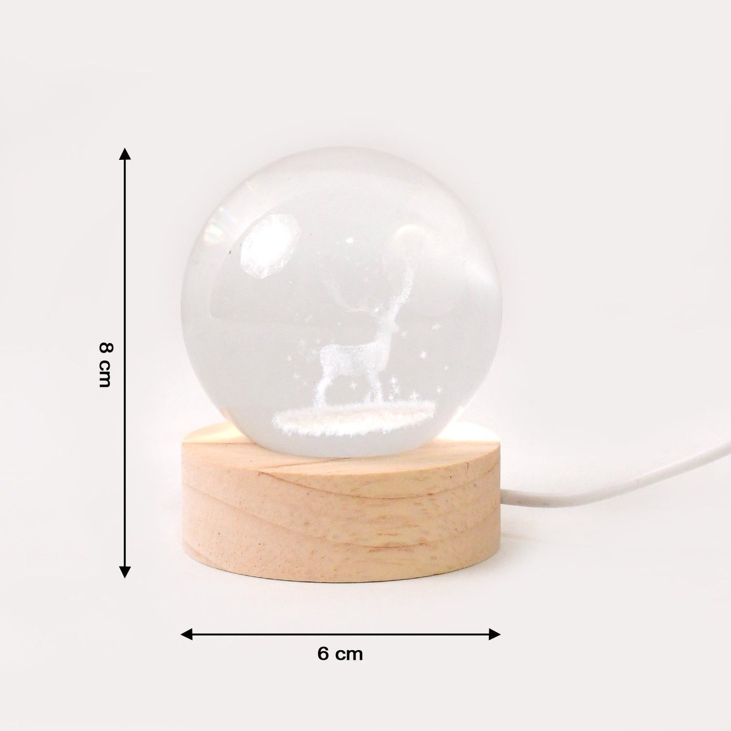 Deer Crystal Ball Night Light Glass Ball Night Lamp with Wood Base