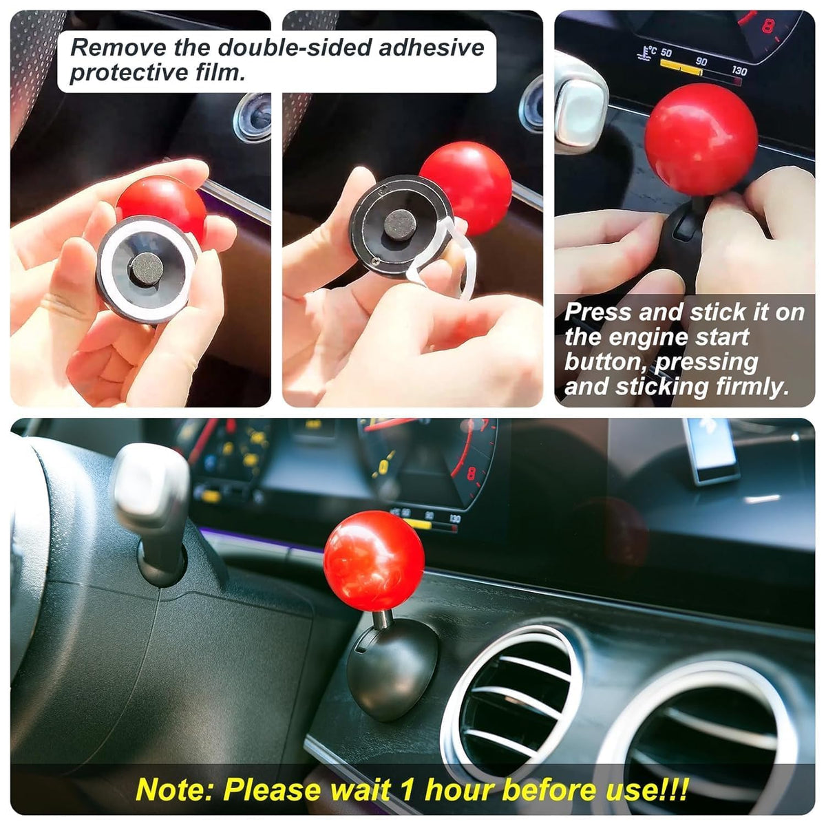 Step-by-step guide on how to install a red and silver car emblem.