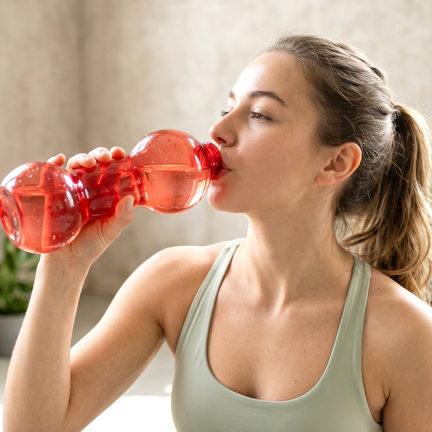 Unbreakable Plastic Dumbbell Shape Water Bottle