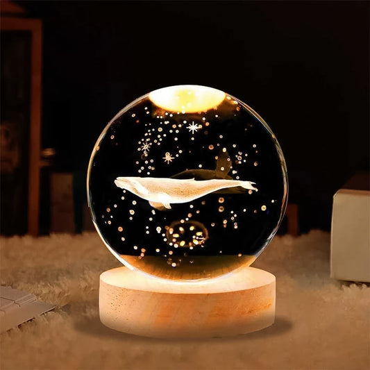 Fish 3d Crystal Ball Lamps with Base