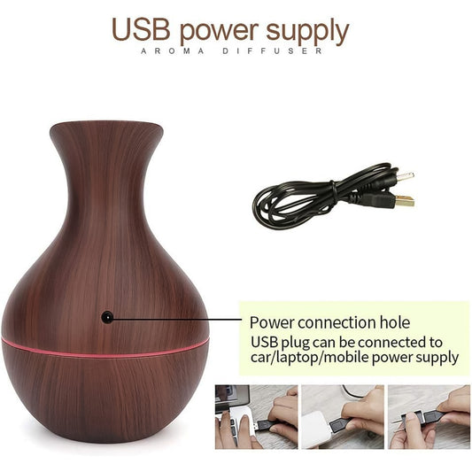Mini Wooden Vase Pot Diffuser Cool Mist Atomization Humidifier (1 Pc 130 Ml)