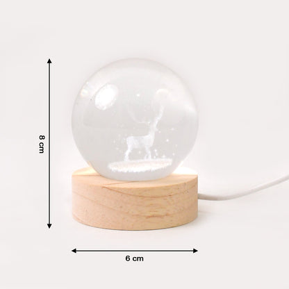 Deer Crystal Ball Night Light Glass Ball Night Lamp with Wood Base