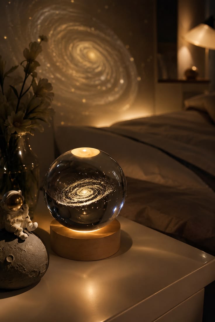 3d Galaxy Ball Lamp with Base - TechNuts