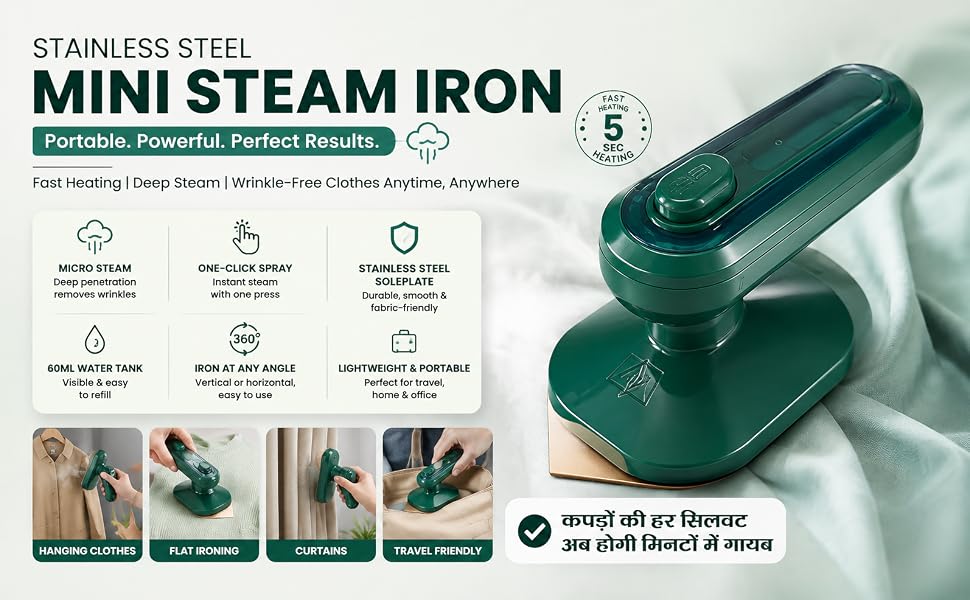 Mini Steam Iron Dry & Wet Ironing Garment Steamer - TechNuts