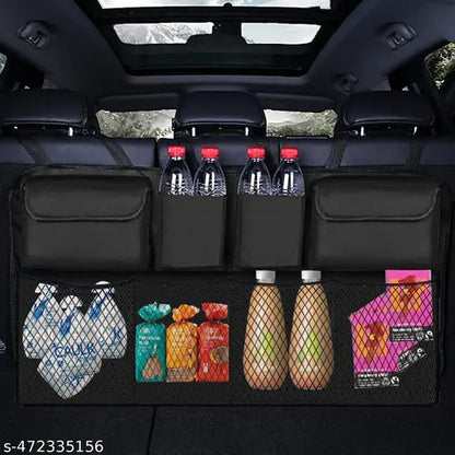 The 18279 Car Trunk Organizer is a waterproof backseat hanging organizer with 8 large storage bags for water bottles, drinks, snacks, and cartons. It attaches easily and keeps your trunk tidy with mesh and solid pockets.