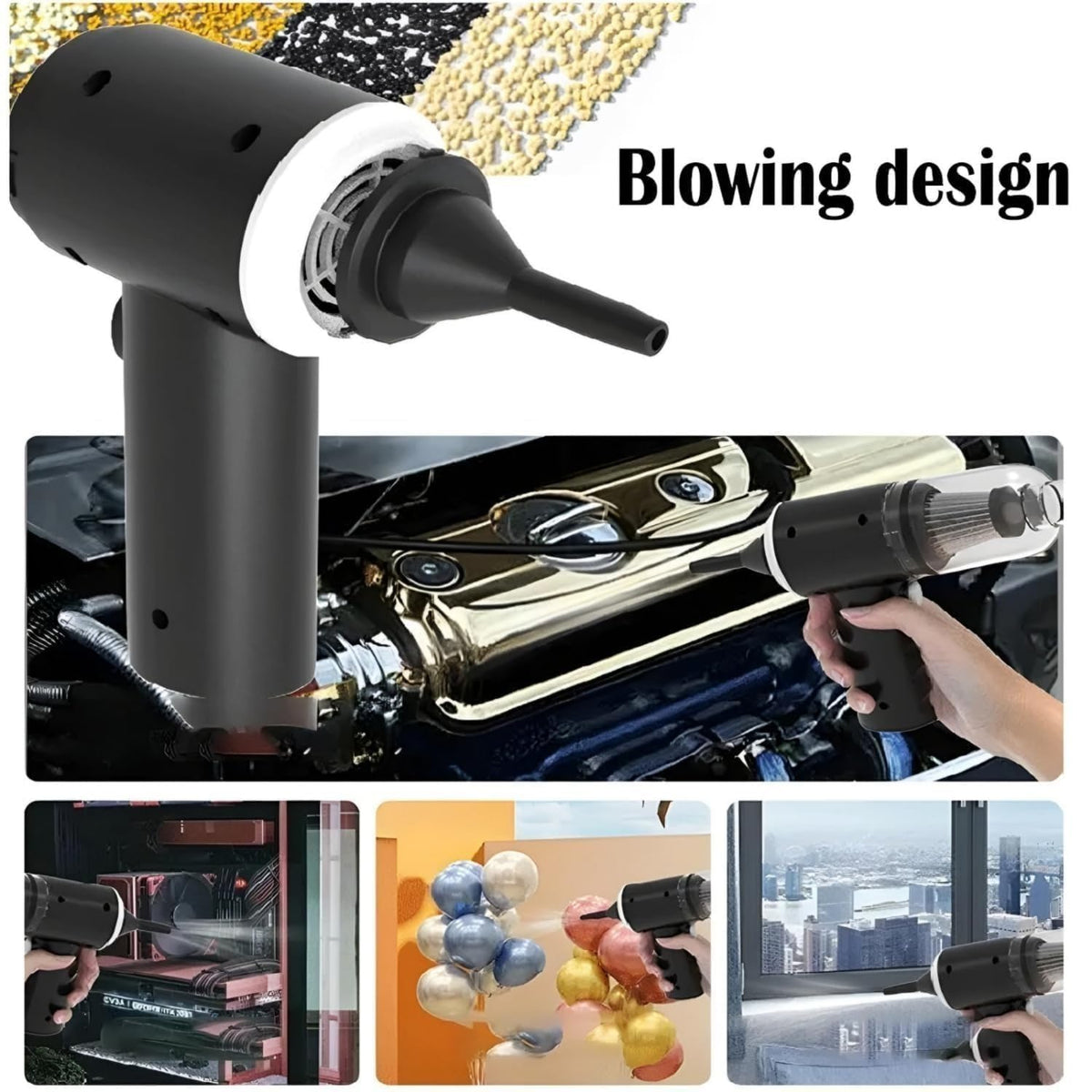 Car Vacuum Cleaner 3 in 1 Cordless Handheld with 3 Attachments & Blower - TechNuts