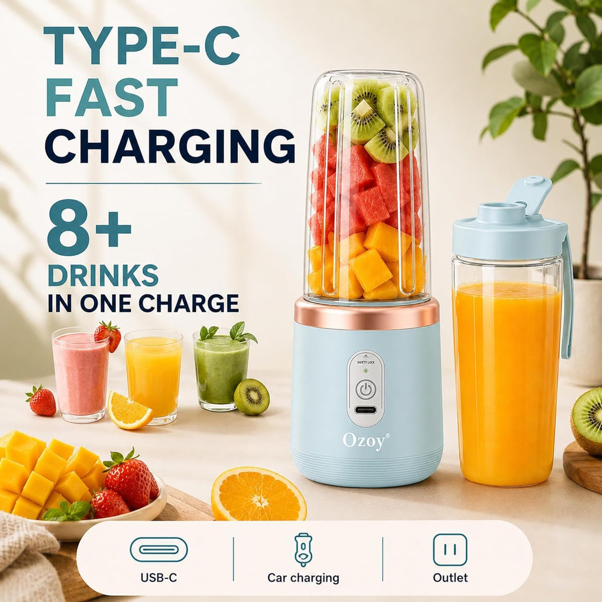 Portable Blender Electric Juicer USB Rechargeable - TechNuts