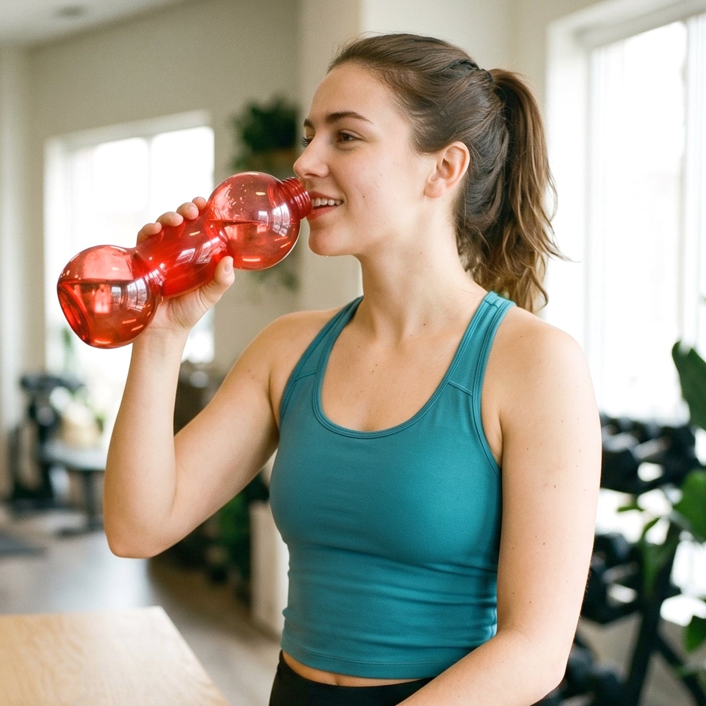 Unbreakable Plastic Dumbbell Shape Water Bottle