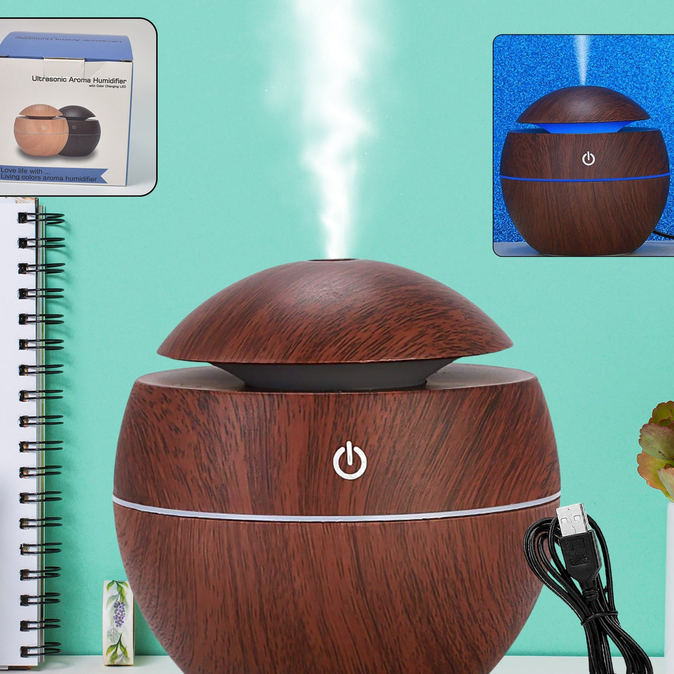 Ultrasonic Aromatherapy Humidifier Usb Desktop (130 Ml  1 Pc)