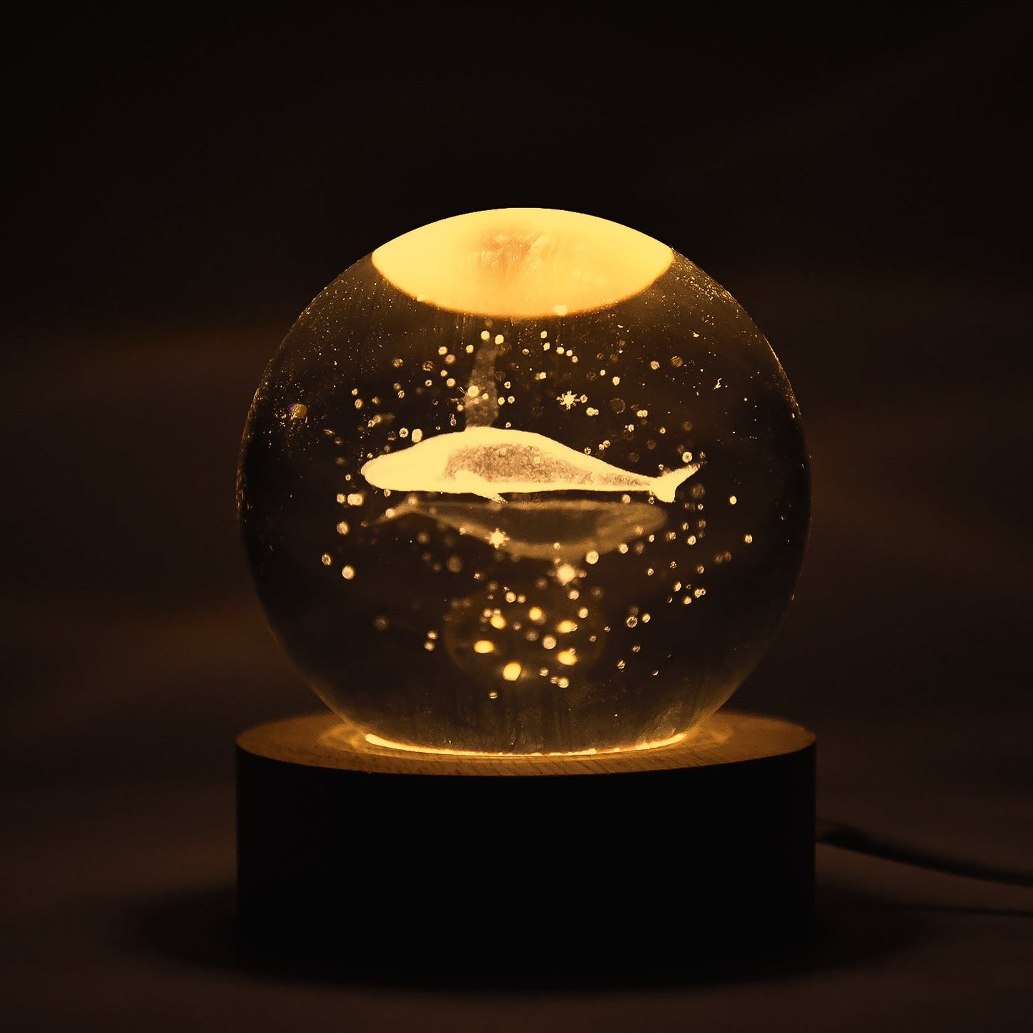 Fish 3d Crystal Ball Lamps with Base