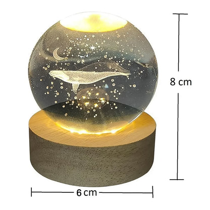 Fish 3d Crystal Ball Lamps with Base