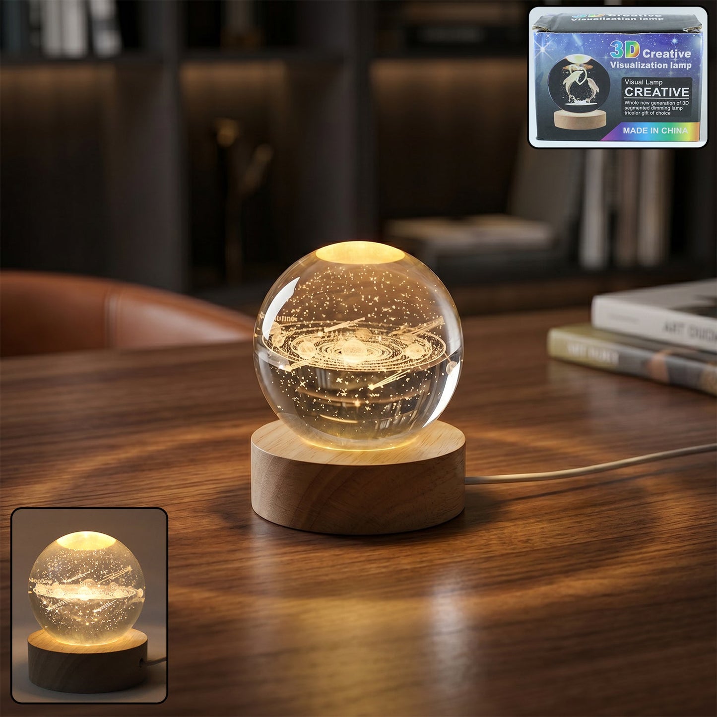 3d Astronomy Night Lamp Crystal Ball Lamps with Base