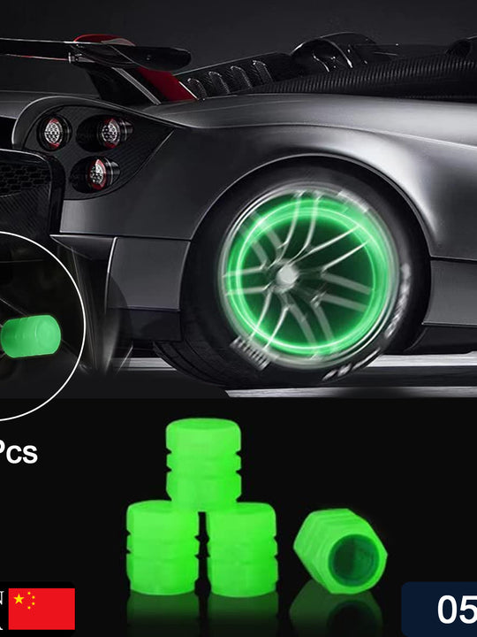 0547 Tyre Valve Caps Luminous Glow Car Tire Air Stem Valve Cap Covers ( 4 Pcs )