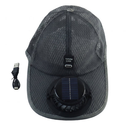 Solar Powered Cooling Fan Cap Rechargeable Baseball Sun Hat For Outdoor (1 Pc)