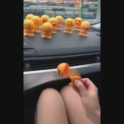 Smiling Face Spring Doll for Car Dashboard