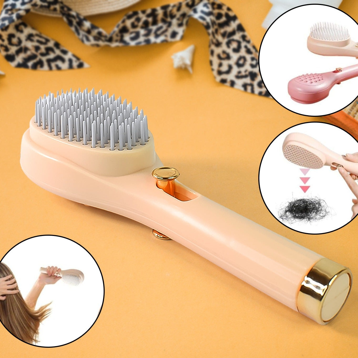 Self-cleaning Anti-static Massage Comb (1 Pc)