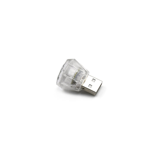 6819  Mix Color Diamond Shape Car Mini Usb Led Environmental Lights For Car And Home Decoration Led Light Mini Usb Led Night Lights Car Interior Atmosphere Lamp Car Light(White-color)